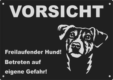 Aluminiumschild Freilaufender Hund Betreten auf eigene Gefahr